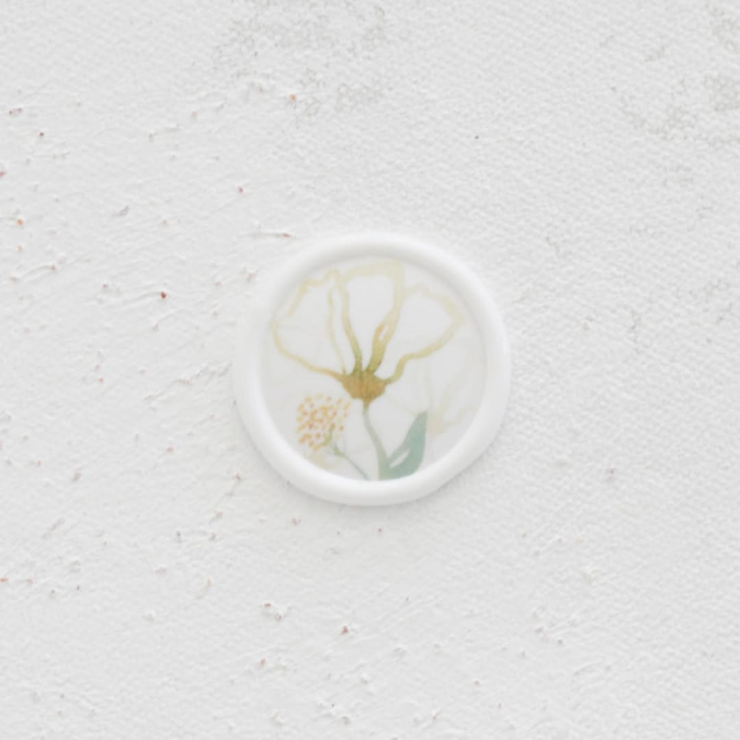 "Watercolor Yellow Floral Wax Seals | Set of 25" - Wax Seals in yellow by Clove and Cedar Design