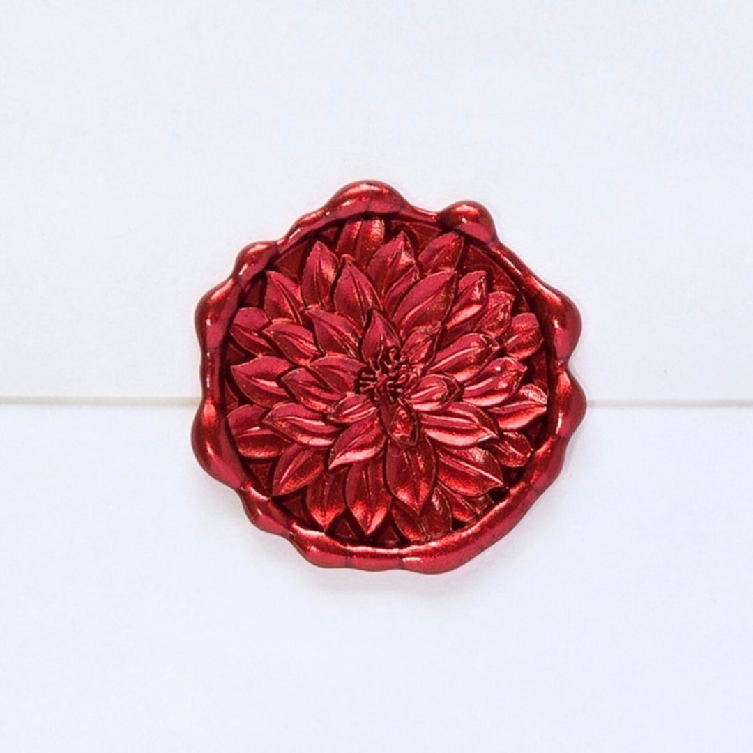 "Dinnerplate Dahlia- Customizable Color- Set of 25 Hand-crafted Wax Seals" - Wax Seals in multicolor by Inkspiringletters