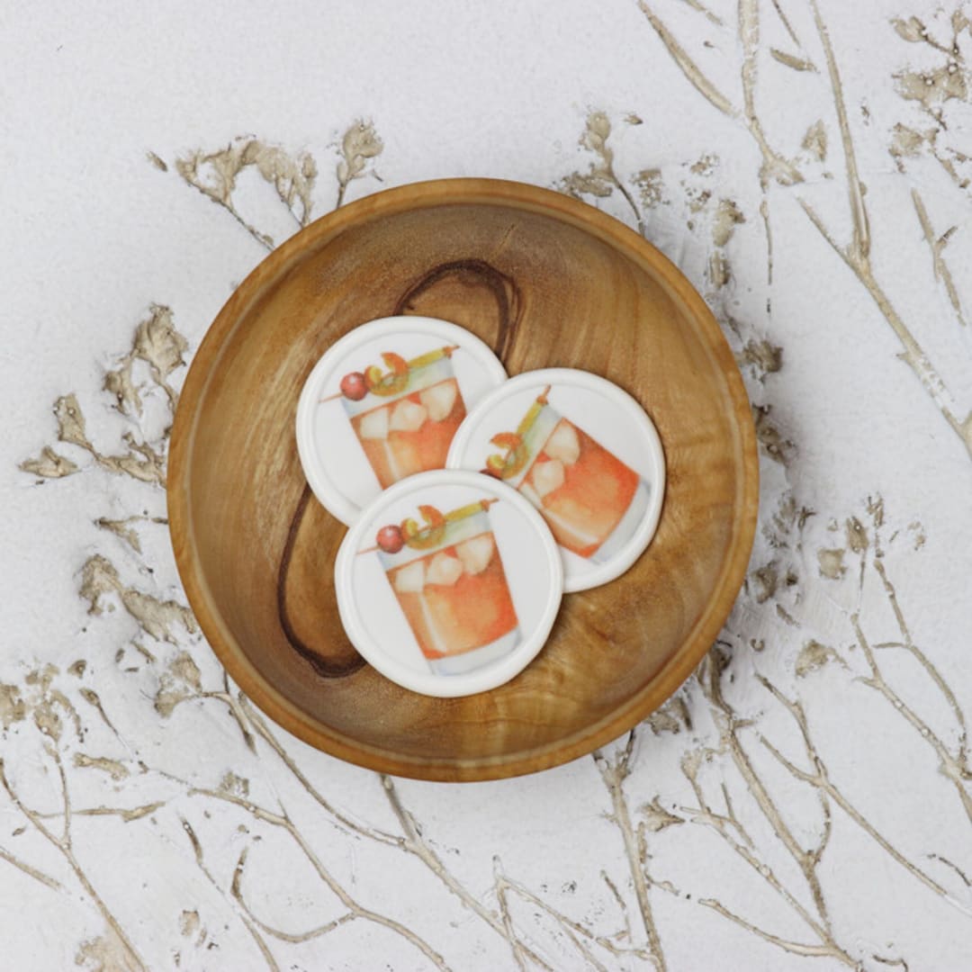 "Old Fashioned Drink Vellum Wax Seals | Set of 25" - Wax Seals in orange by Clove and Cedar Design