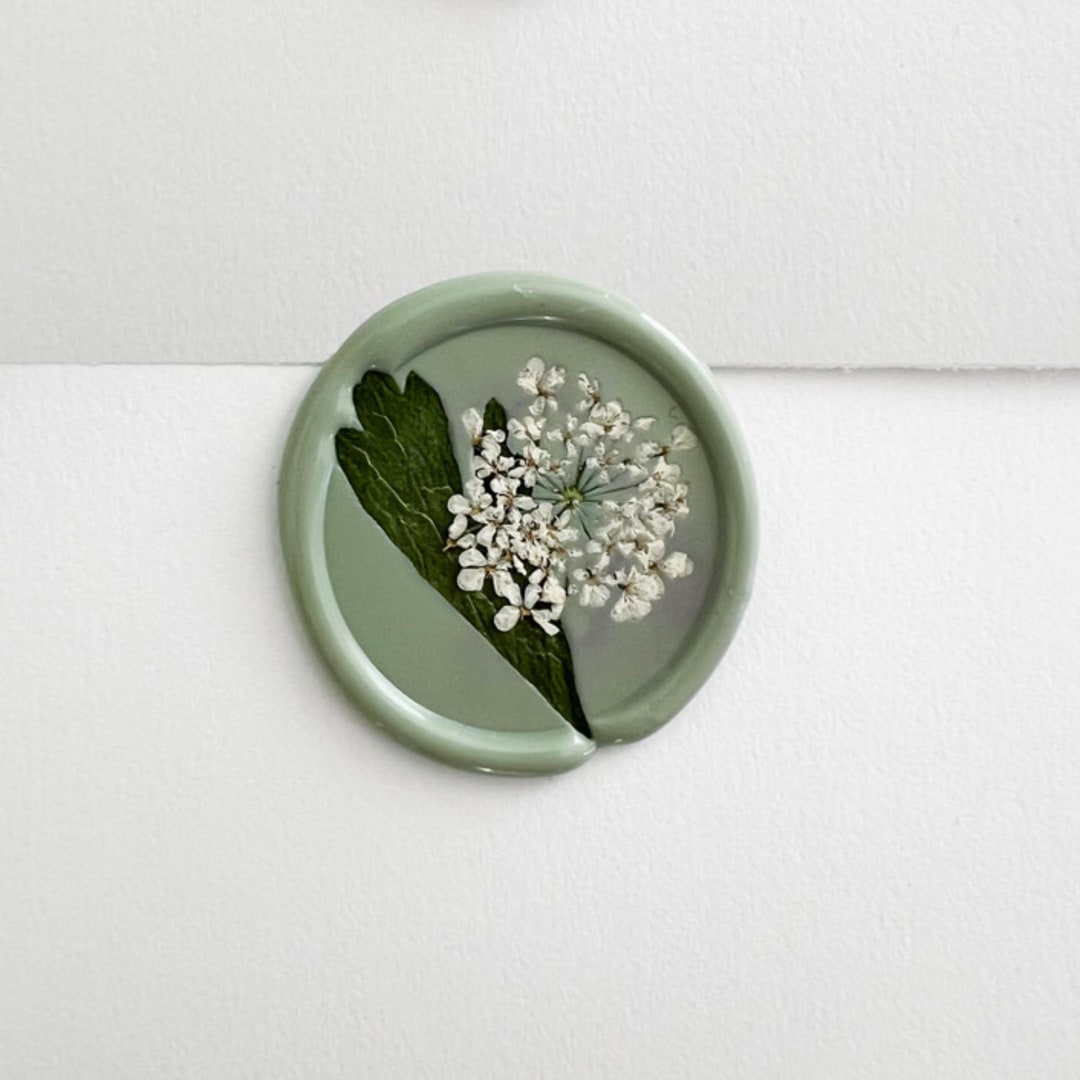 "Queen Anne's Lace in Celadon | Pack of 10" - Wax Seals in green by Caitlin Home