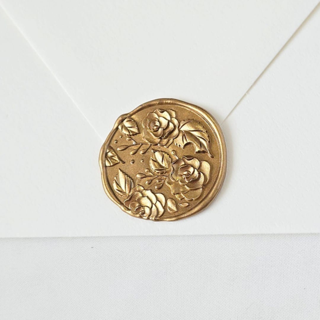 "Vintage Rose- Customizable Color- Set of 25  Hand-crafted Wax Seals" - Wax Seals in multicolor by Inkspiringletters