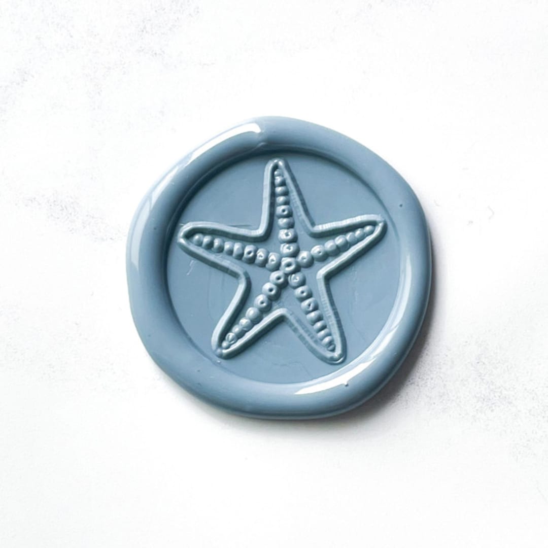 "Starfish in Dusty Blue Pack of 10" - Wax Seals in blue by Abby Choi