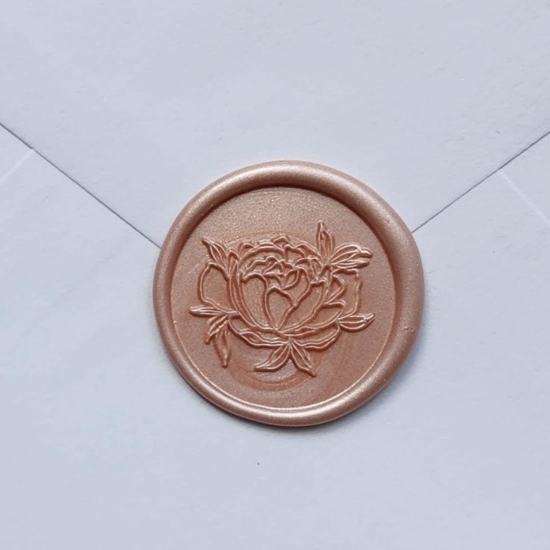 "Customizable Color Peony Self-adhesive Wax Seals, Set of 5" - Wax Seals in pink by MC silverlinings