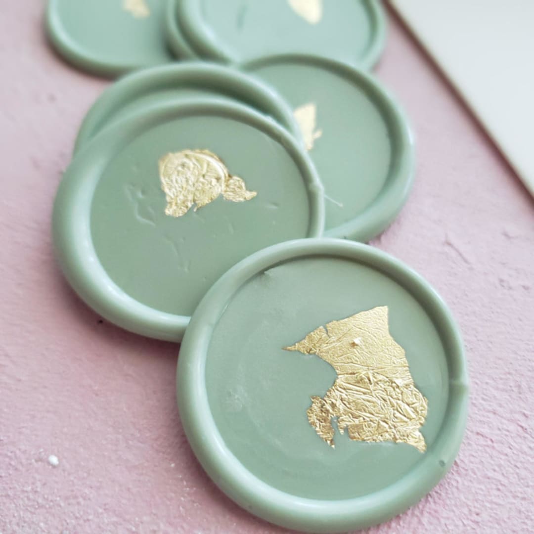 Wax Seals with bits of Gold Leaf (pack of 10) - Customizable color