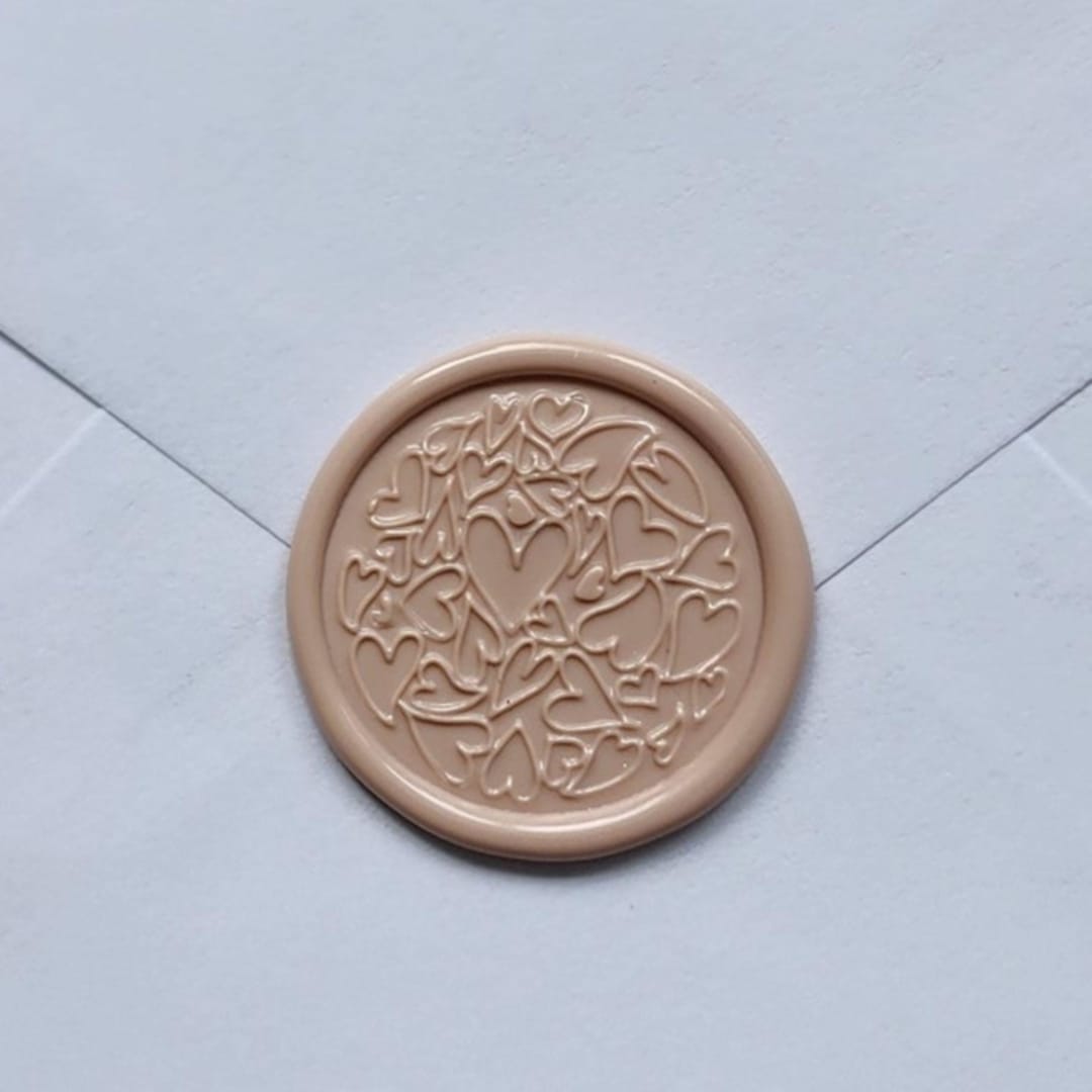 "Customizable Color Hearts Galore Self-adhesive Wax Seals, Set of 5" - Wax Seals in white by MC silverlinings