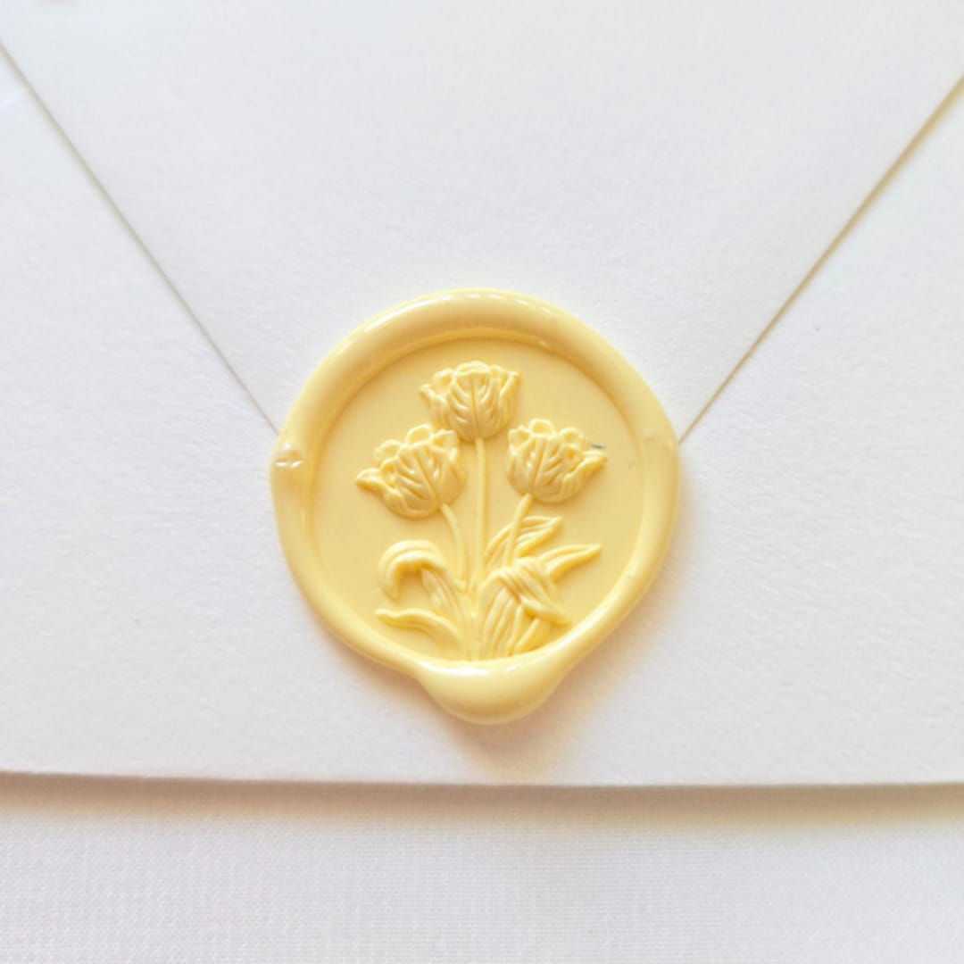 "Tulips- Customizable Color- Set of 25  Hand-crafted Wax Seals" - Wax Seals in multicolor by Inkspiringletters