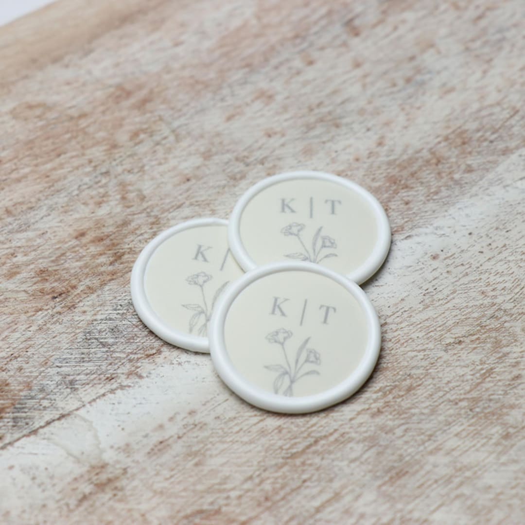 "Custom Yellow Floral Wax Seals | Set of 25" - Wax Seals in multicolor by Clove and Cedar Design