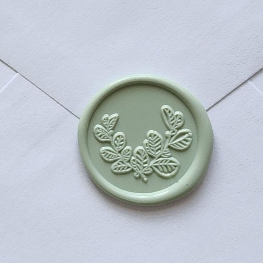 "Customizable Color Eucalyptus Self-Adhesive Wax Seals, Set of 5" - Wax Seals in green by MC silverlinings