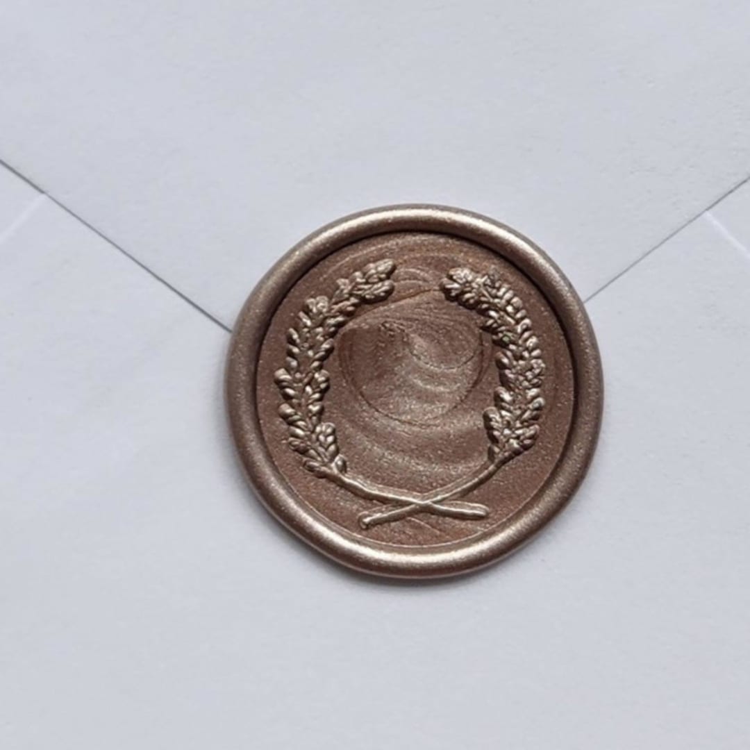 "Customizable Color Laurel Wreath Self-adhesive Wax Seals, Set of 5" - Wax Seals in gold by MC silverlinings