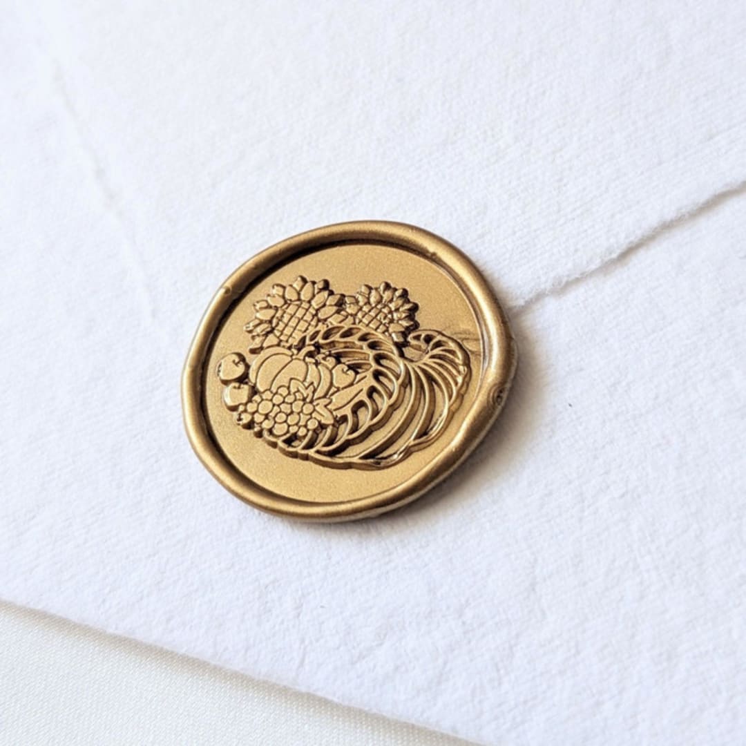 "Thanksgiving Feast- Holiday Wax Seals- Set of 25 Antique Gold Hand-crafted Wax Seals" - Wax Seals in gold by Inkspiringletters
