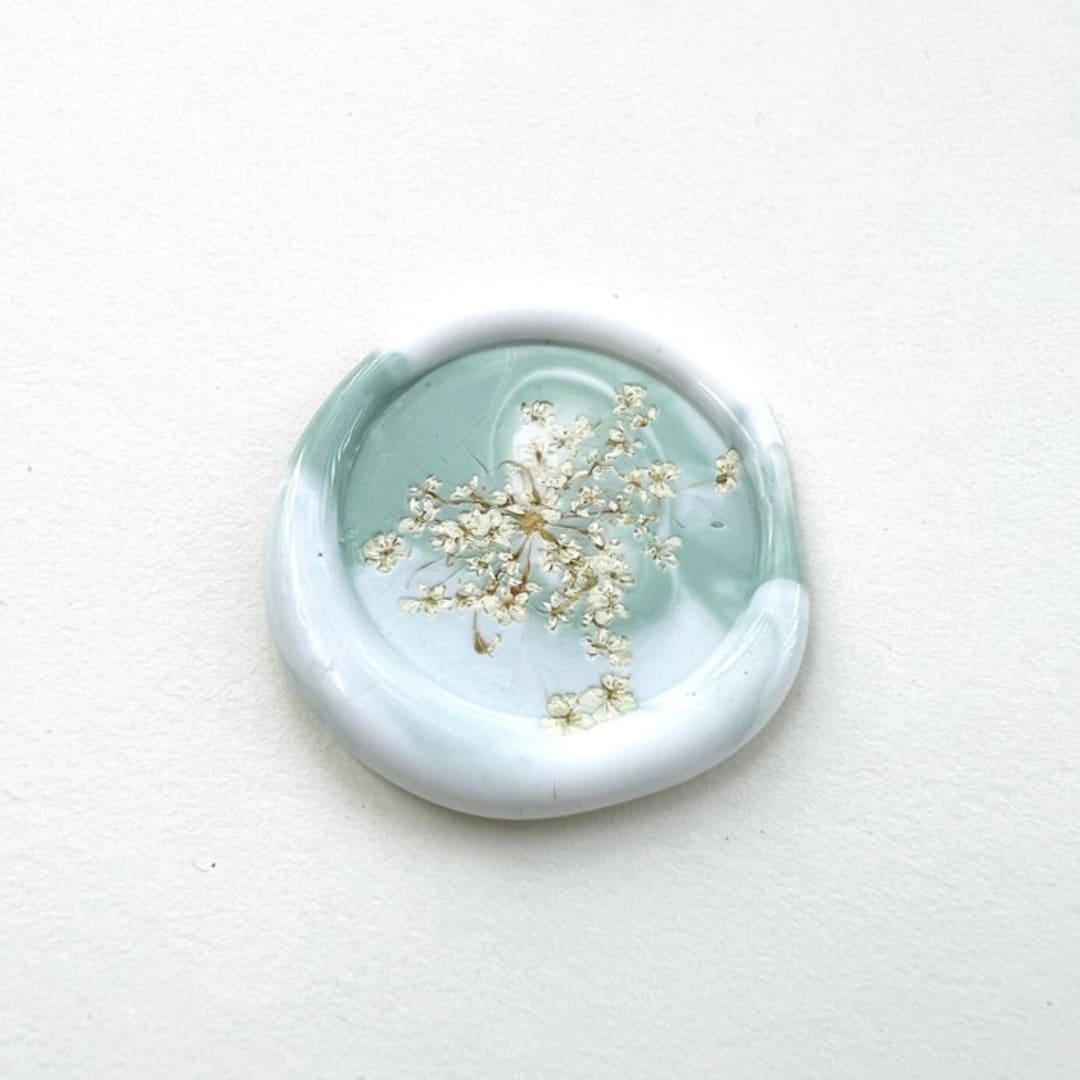 "Queen Anne's Lace Wax Seal in Sage Marble | Pack of 10" - Wax Seals in multicolor by Caitlin Home