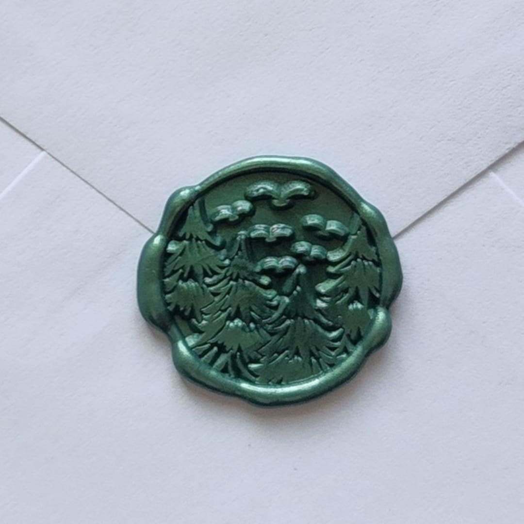 Customizable Color Evergreen Trees Self-adhesive Wax Seals, Set of 5