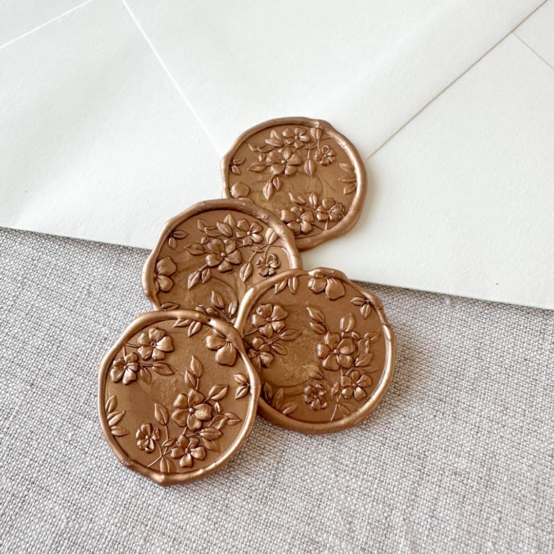 "Customizable Color floral pattern 3D wax seal stickers | Set of 10" - Wax Seals in multicolorassorted-colors by Maria Ferrer G.