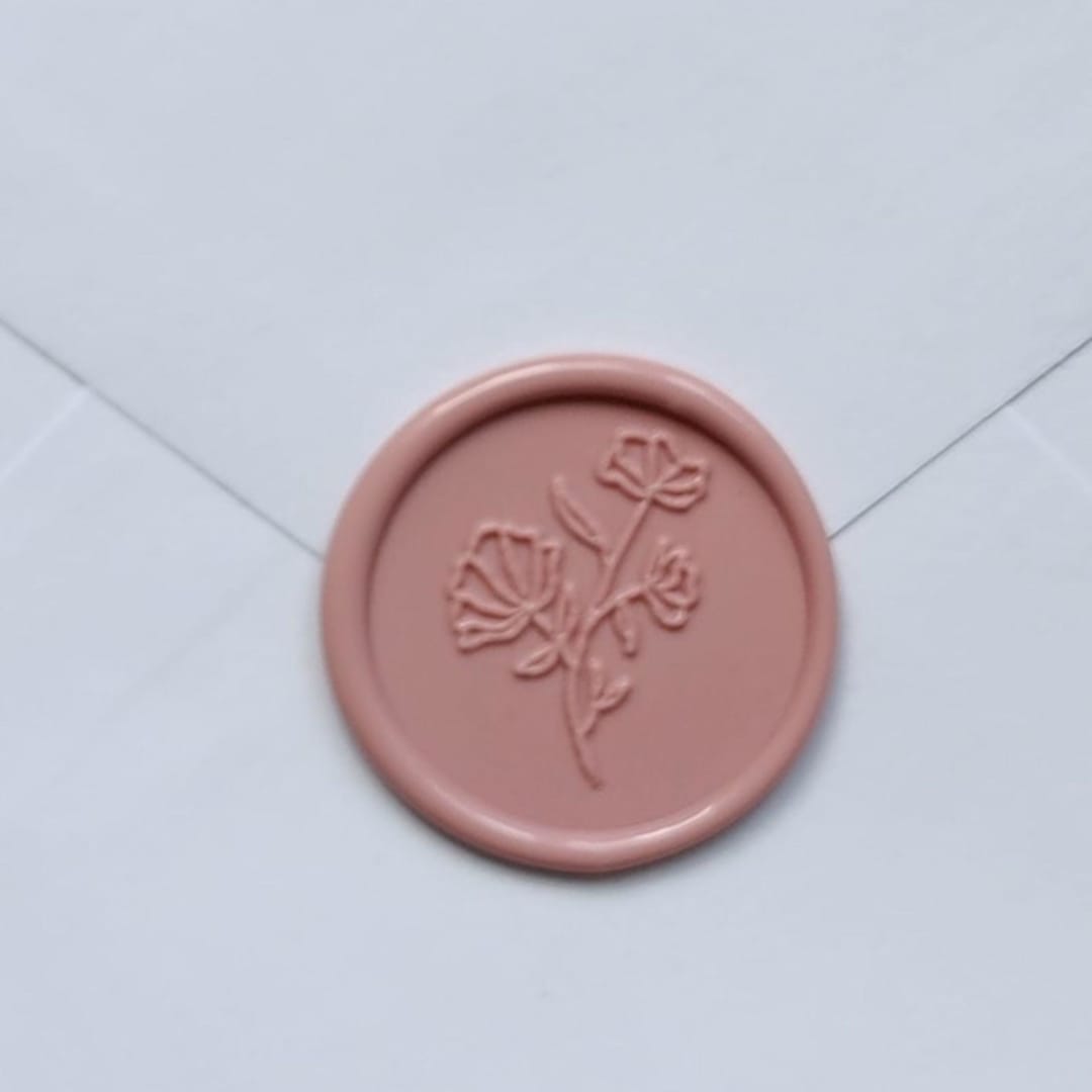 "Customizable Color Carnation Self-adhesive Wax Seals, Set of 5" - Wax Seals in pink by MC silverlinings