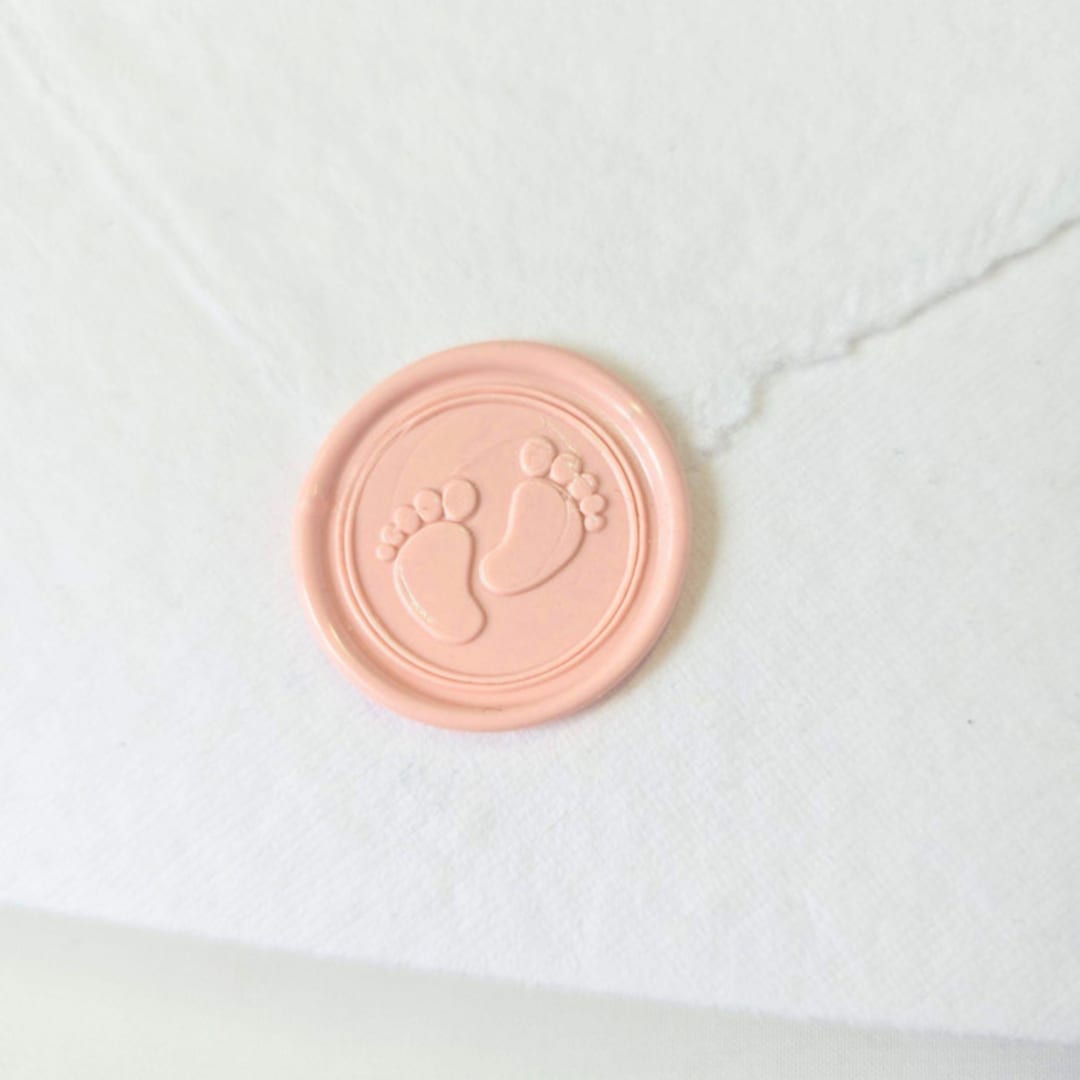 "Baby Feet - Blush- Set of 25 Hand-crafted Wax Seals" - Wax Seals in pink by Inkspiringletters