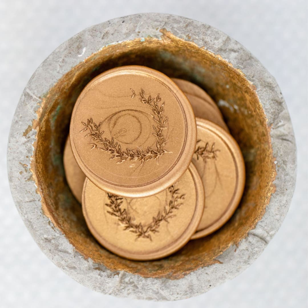"With Love (Sold in Sets of 10)" - Wax Seals in gold by Lindsey Cain