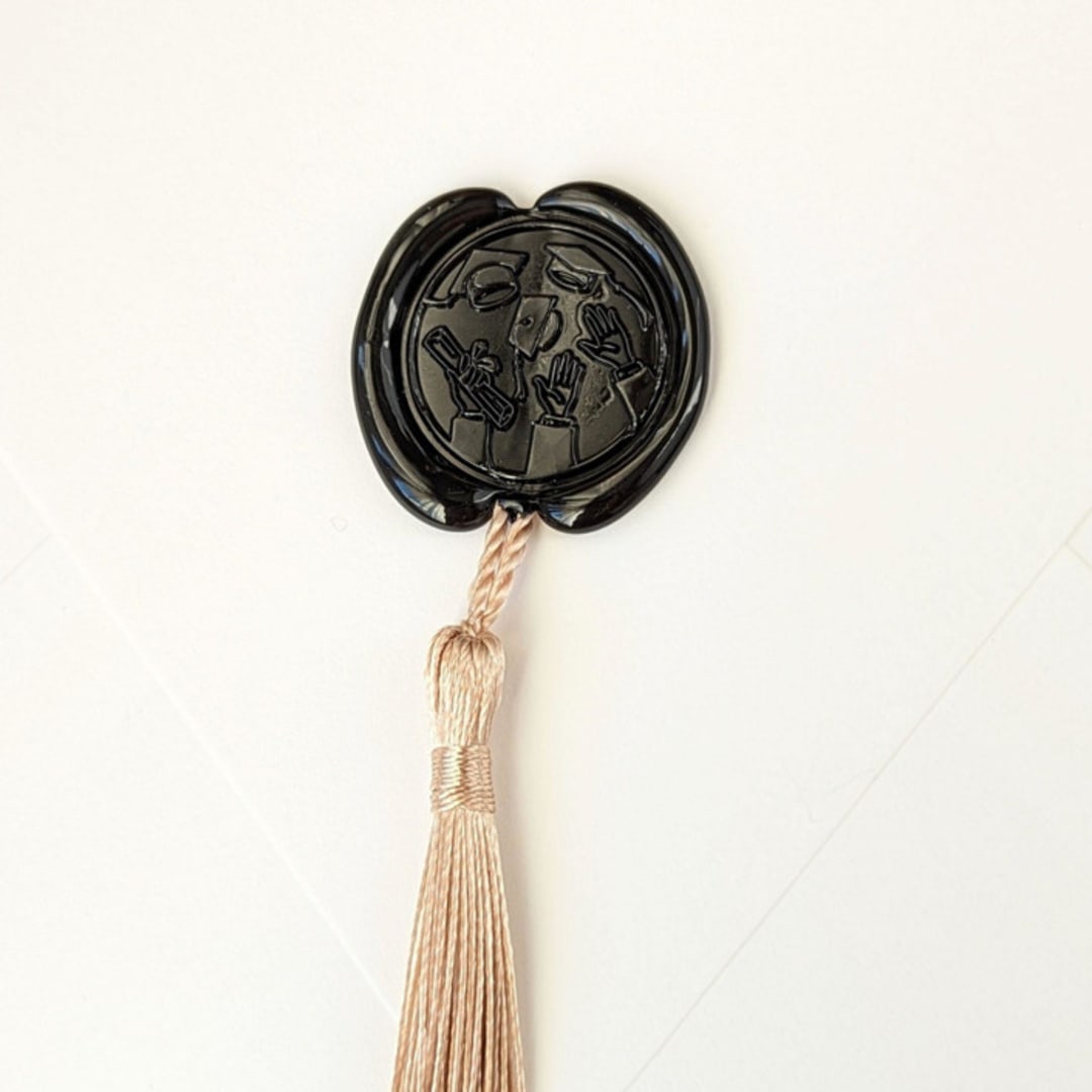 "Hat Toss- Customizable Wax Color- Set of 25 Hand-crafted Wax Seals with Gold Tassels" - Wax Seals in multicolor by Inkspiringletters