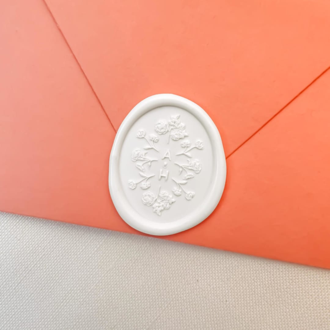 "Personalized Full Bloom Wax Seal (50 Pack)" - Wax Seals in white by Sterling Stripes