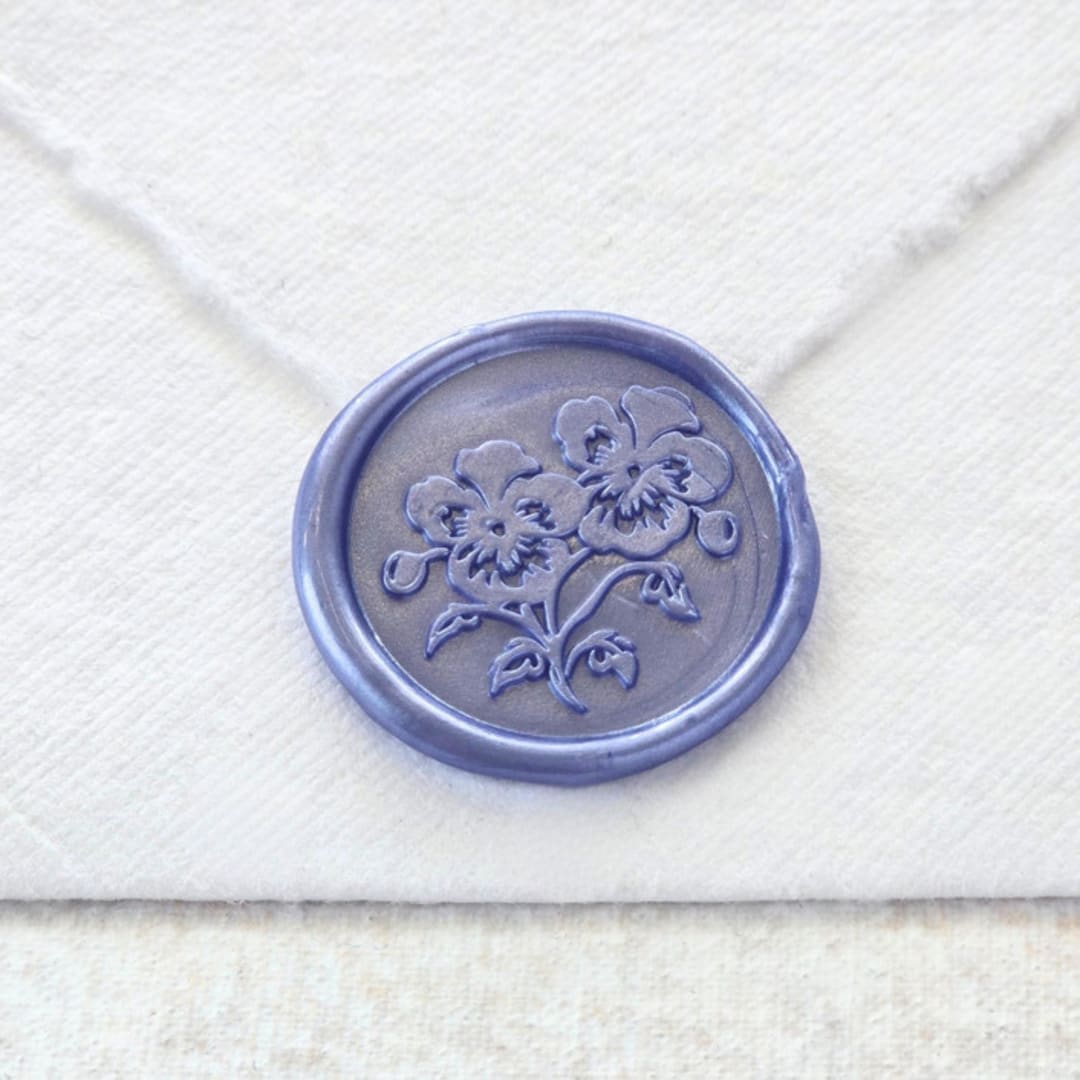 "Pansies- Customizable Color- Set of 25 Hand-crafted Wax Seals" - Wax Seals in multicolor by Inkspiringletters