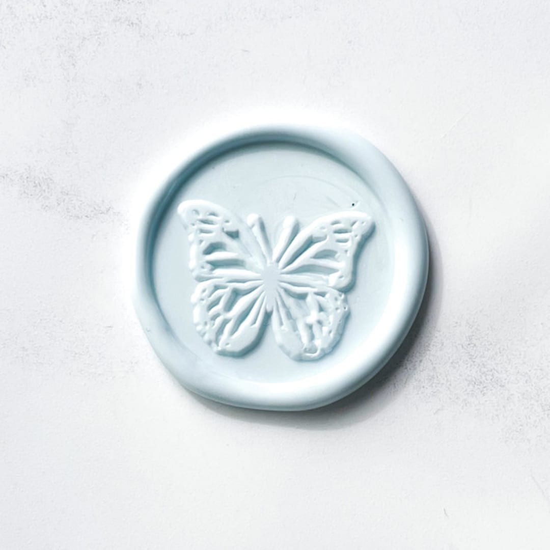 "Butterfly in Baby Blue, Pack of 10" - Wax Seals in blue by Abby Choi