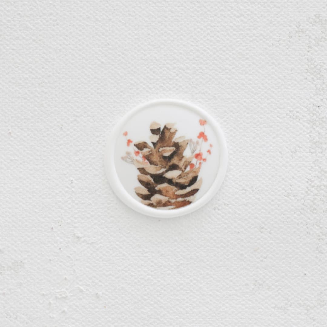 "Pinecone with Berries Wax Seals for Holiday Cards and Wedding Invites | Set of 25" - Wax Seals in brown by Clove and Cedar Design