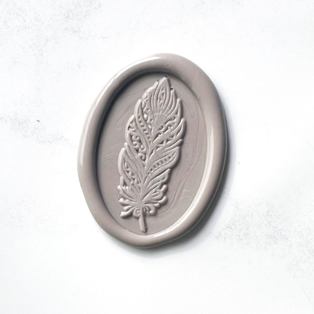 "Feather in Clay Pack of 10" - Wax Seals in gray by Abby Choi