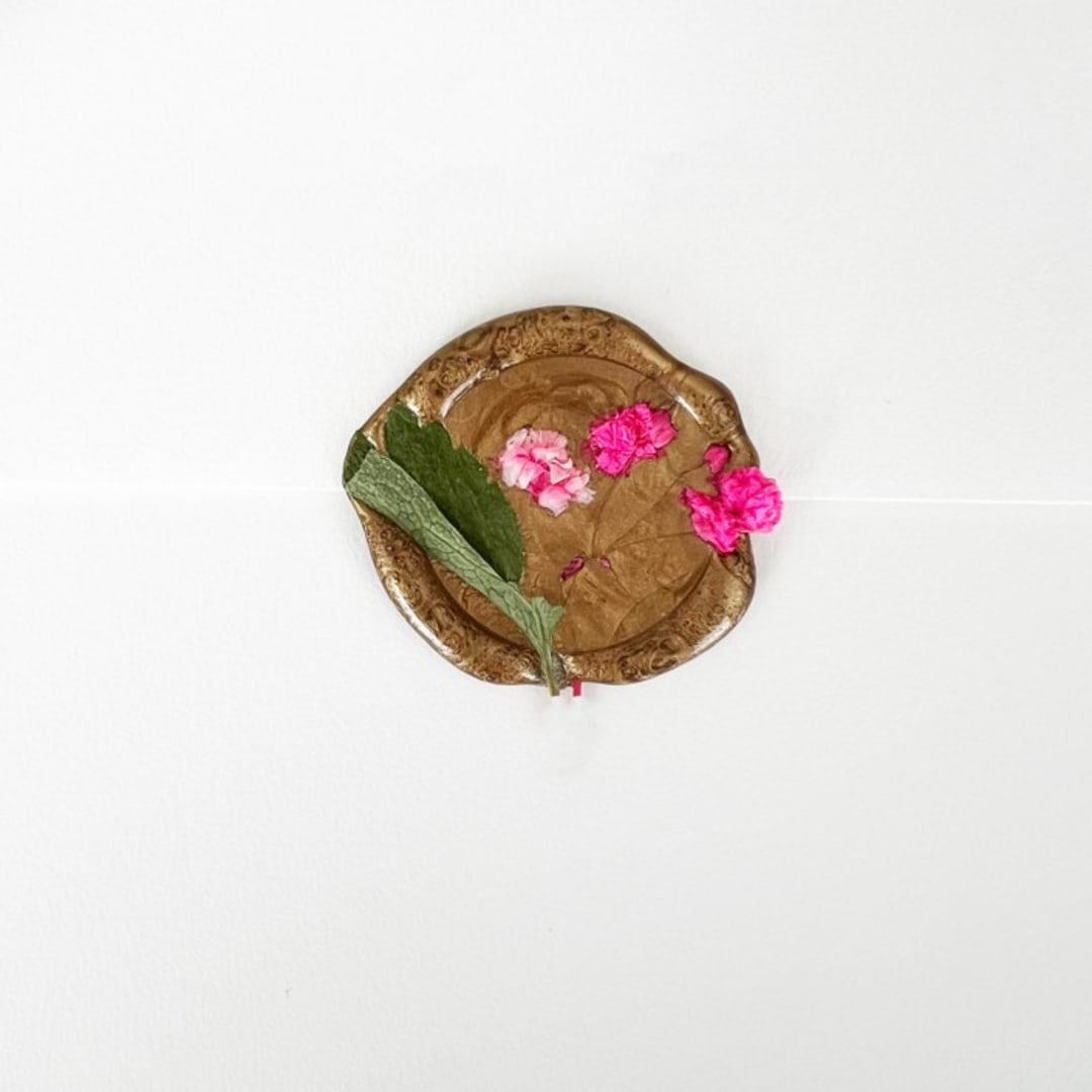 "Pink Baby's Breath Wax Seal in Gold | Pack of 10" - Wax Seals in gold by Caitlin Home