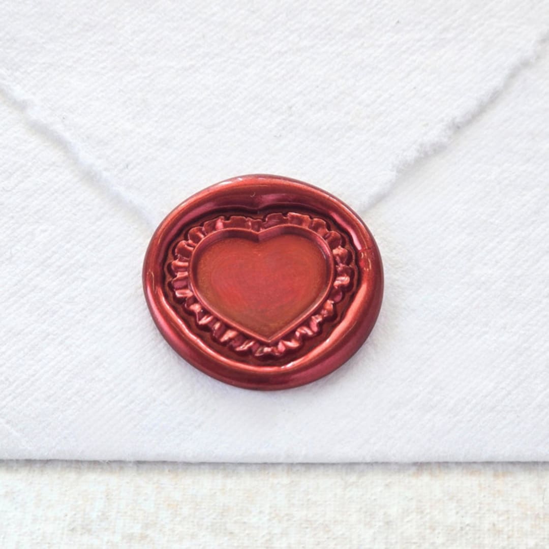 "Ruffled Heart- Customizable Color- Set of 25 Hand-crafted Wax Seals" - Wax Seals in multicolor by Inkspiringletters