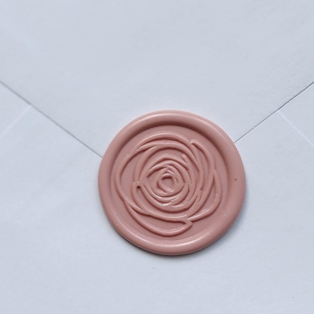 "Customizable Color Rose Outline Self-adhesive Wax Seals, Set of 5" - Wax Seals in pink by MC silverlinings