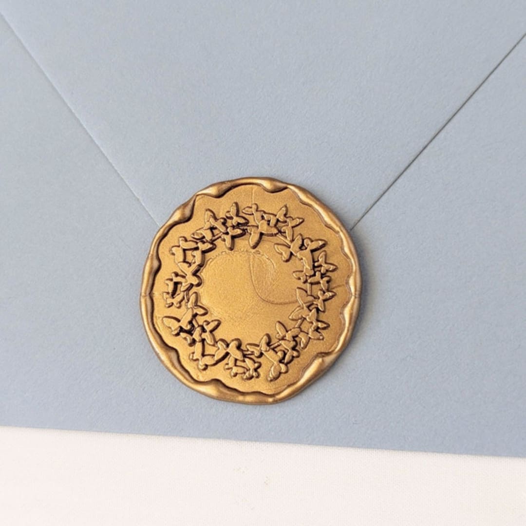 "Butterfly Wreath- Customizable Color- Set of 25 Hand-crafted Wax Seals" - Wax Seals in multicolor by Inkspiringletters