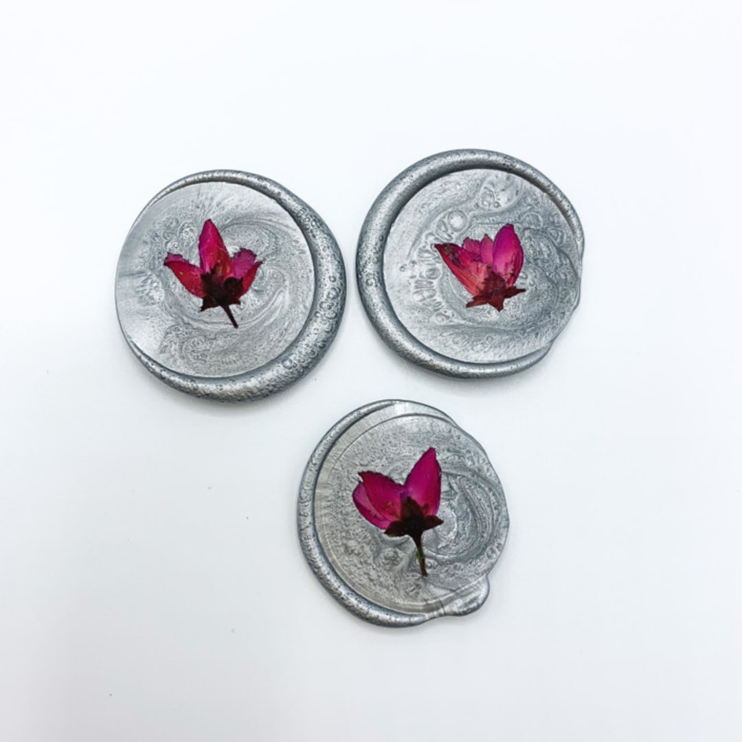 "Pressed Flower Ivory Wax Seal Blue Forget Me Not Set Of 6" - Wax Seals in white by Christine OMalley