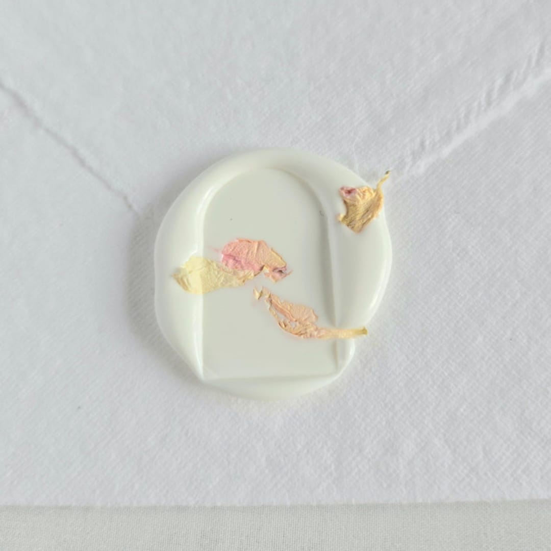 "Blush & Ivory Florals on White Wax- Customizable Shape- Set of 25 Hand-crafted Wax Seals" - Wax Seals in white by Inkspiringletters
