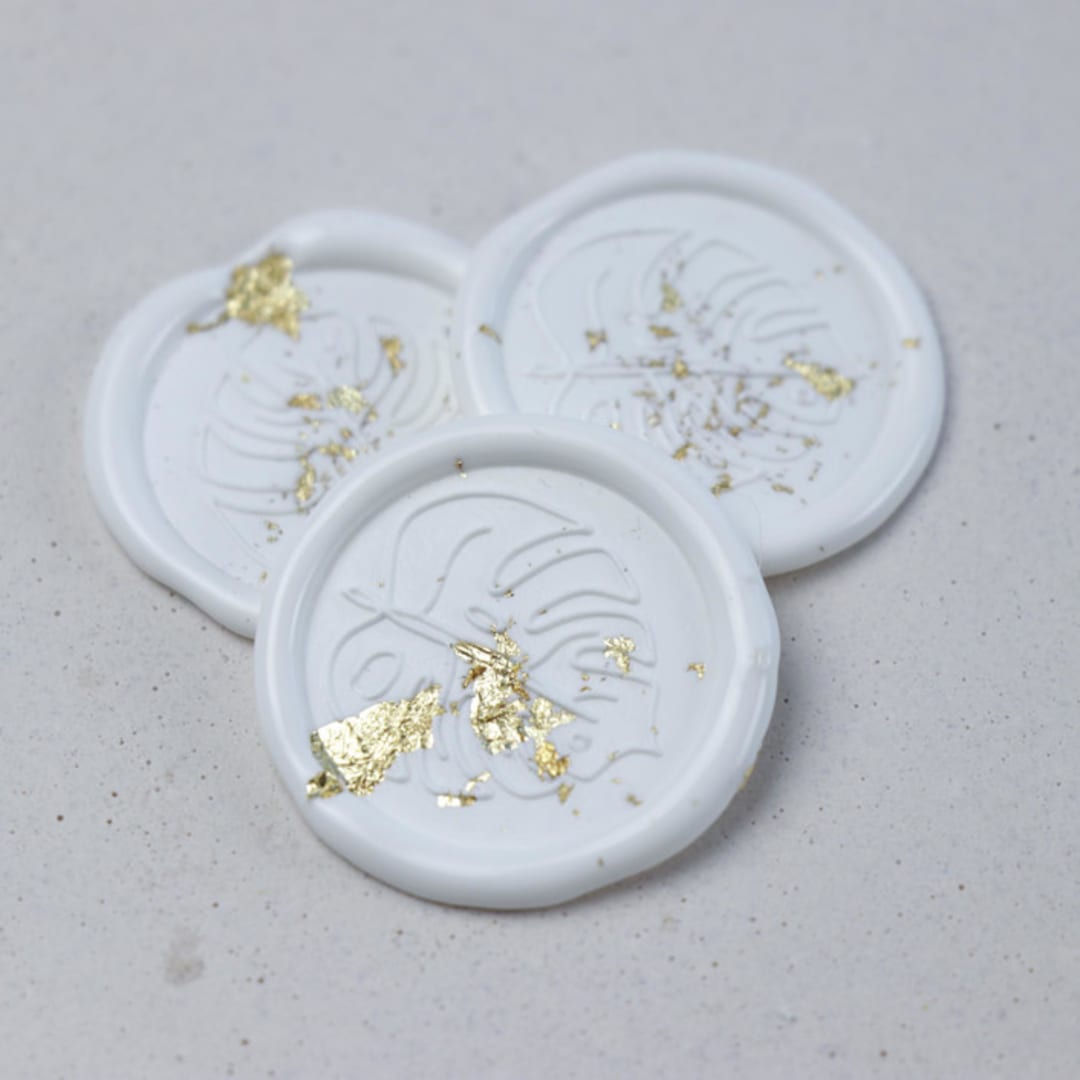 "Gold Flake Monstera Leaf Wax Seals | Set of 25" - Wax Seals in gold by Clove and Cedar Design