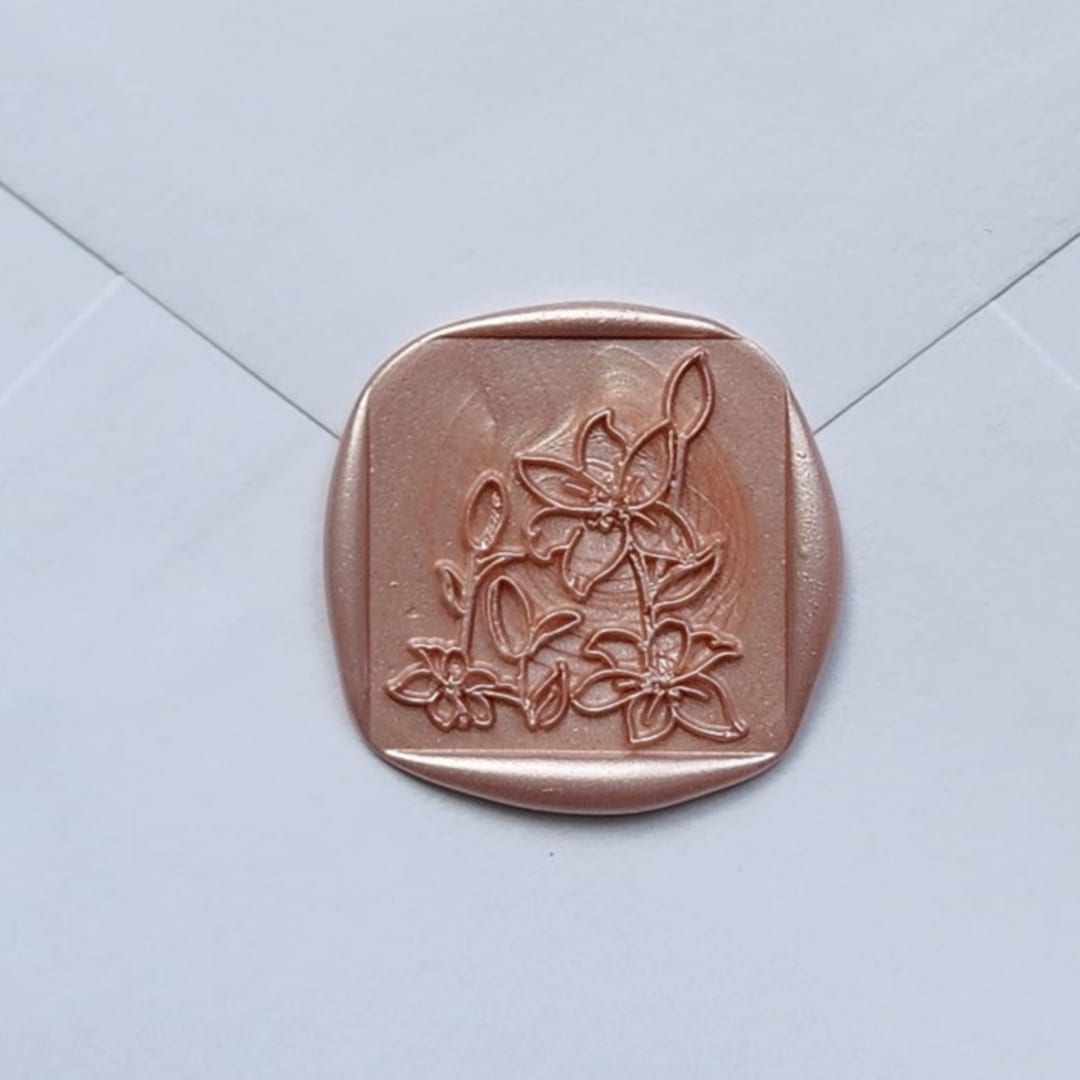 "Customizable Color Amaryllis Flower Self-adhesive Wax Seals, Set of 5" - Wax Seals in multicolorassorted-colors by MC silverlinings