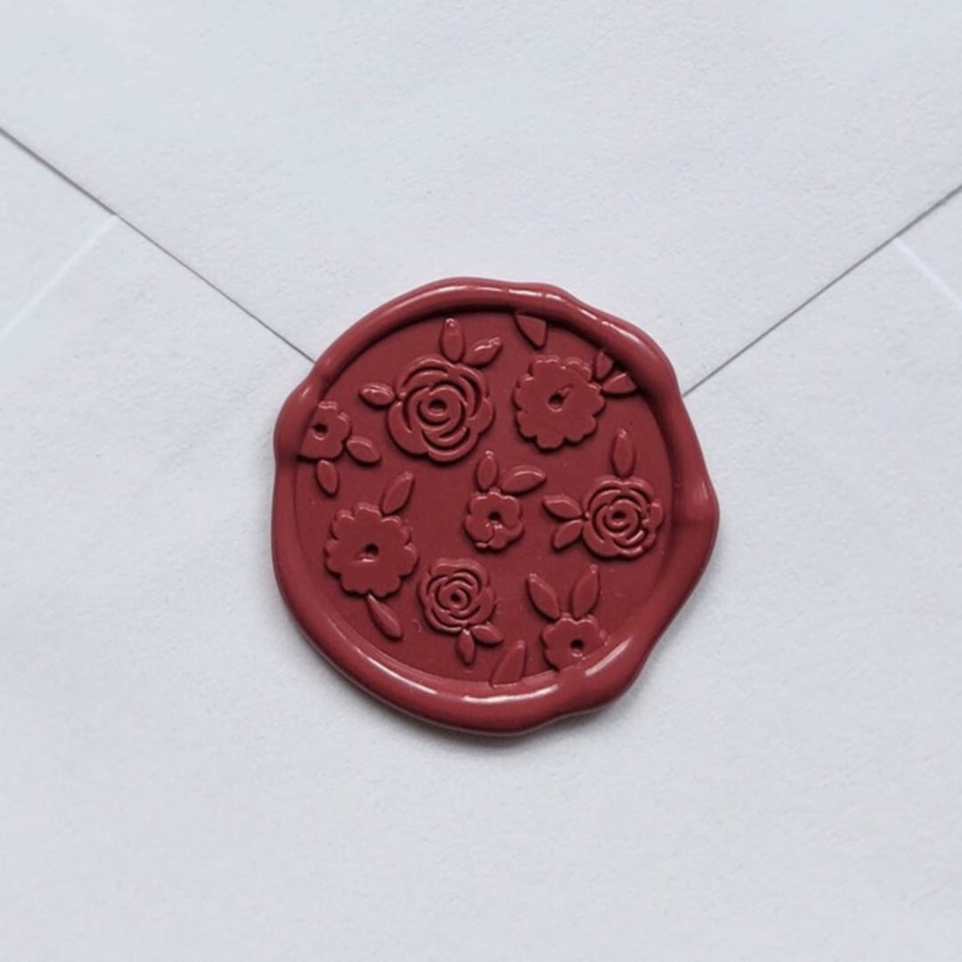 Customizable Color Floral Galore Self-adhesive Wax Seals, Set of 5