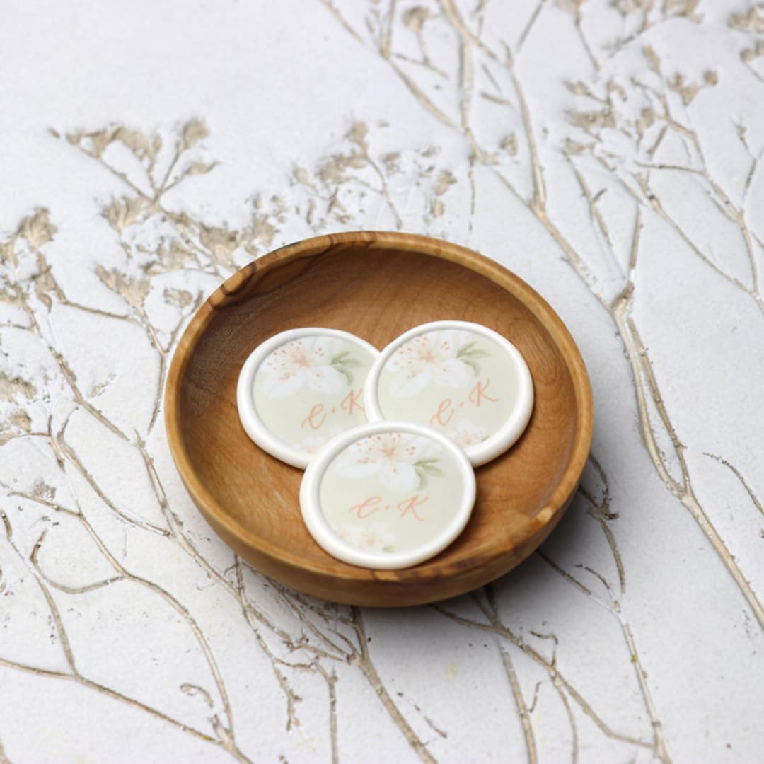 "Custom Hibiscus Monogram Wax Seals | Set of 25" - Wax Seals in multicolor by Clove and Cedar Design