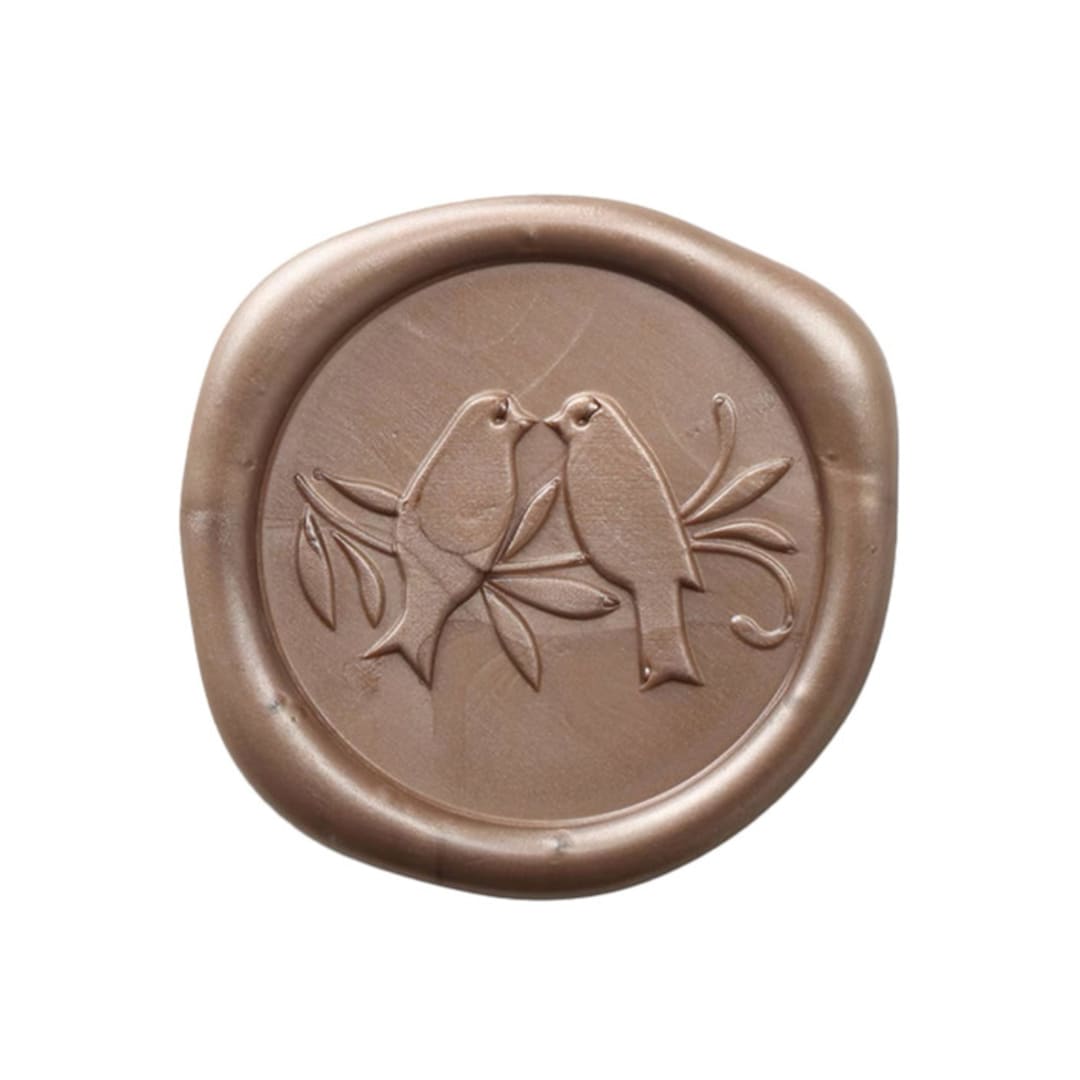 "Love Birds Wax Seal - Antique Gold - Set of 25" - Wax Seals in gold by Papel Custom Design