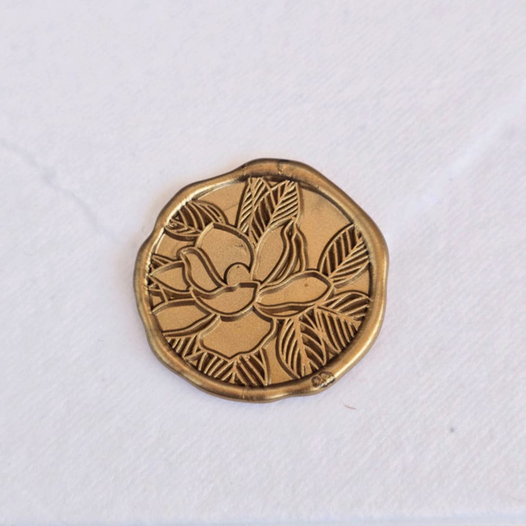 "Blooming Magnolia- Customizable Color- Set of 25 Hand-crafted Wax Seals" - Wax Seals in multicolor by Inkspiringletters