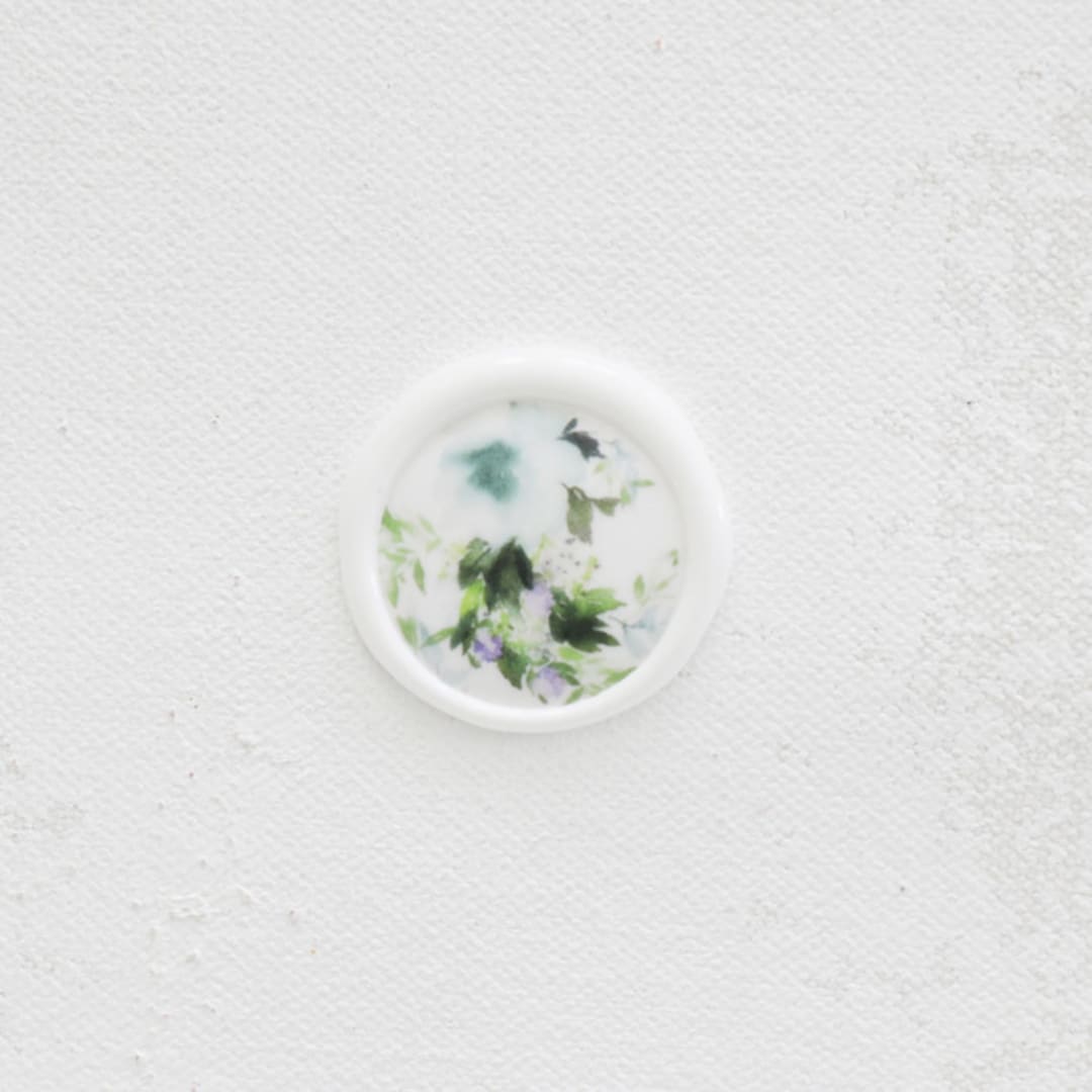 "Blue Watercolor Floral Vellum Wax Seals | Set of 25" - Wax Seals in blue by Clove and Cedar Design