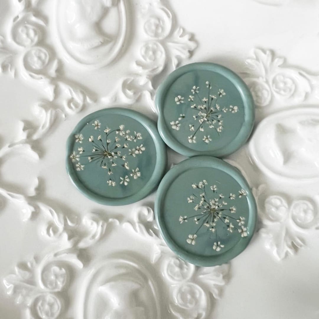 "Queen Anne's Lace in Sage Wax Seal | Pack of 10" - Wax Seals in green by Caitlin Home