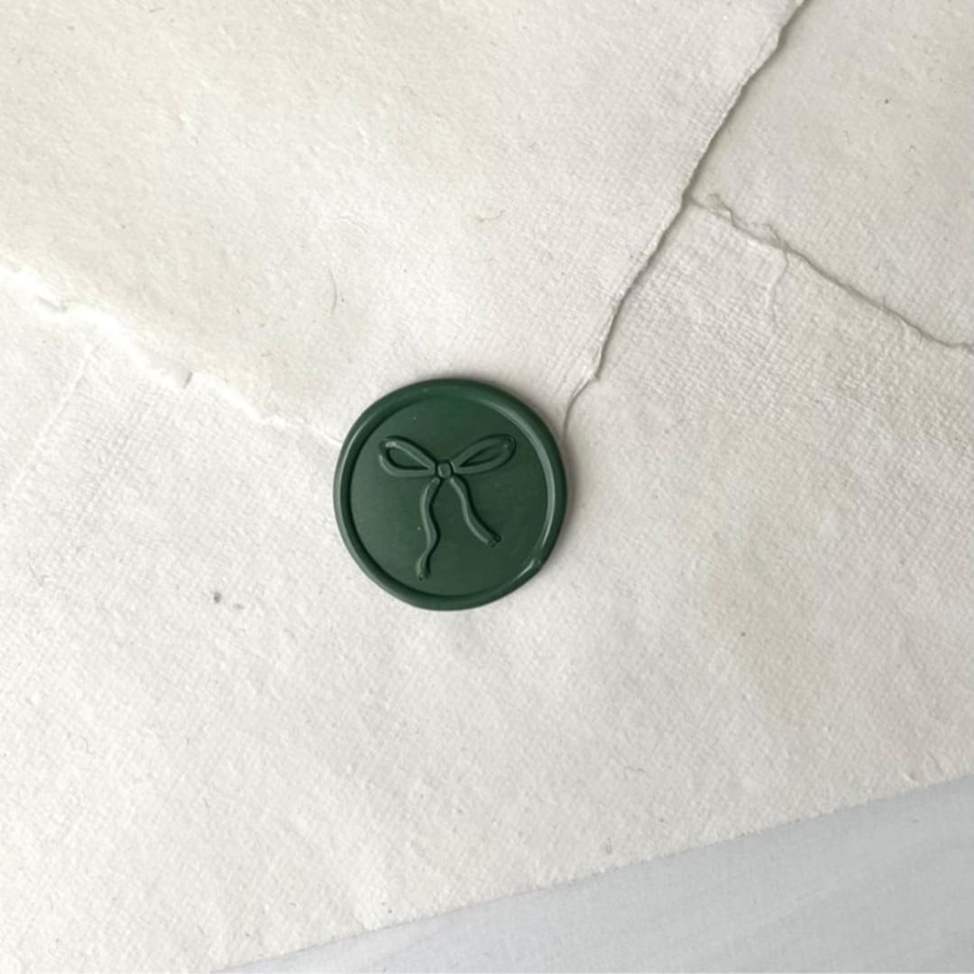 "Bow Green Wax Seal - set of 10" - Wax Seals in green by Honey Silks Co