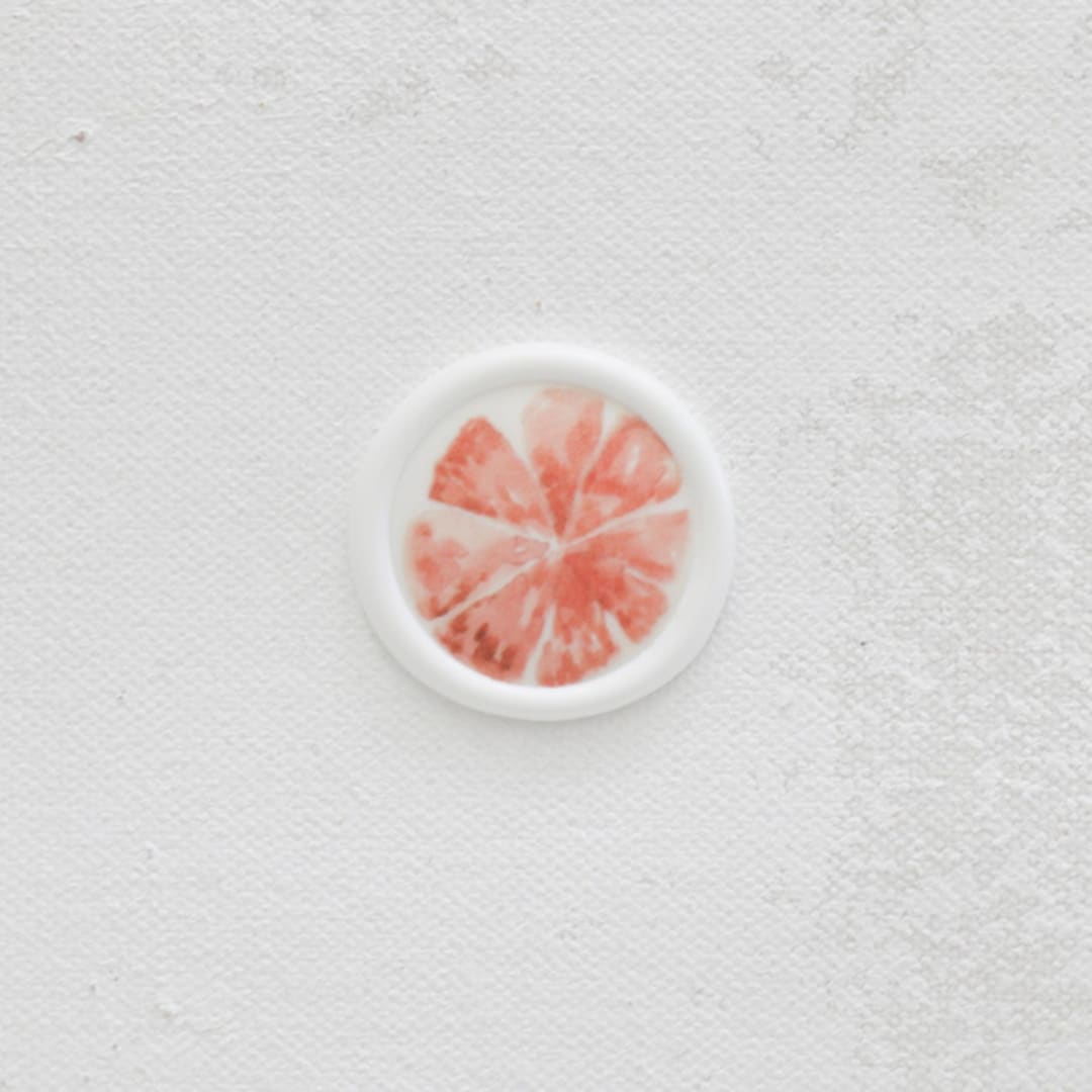 Orange Citrus Vellum and White Wax Seals | Set of 25