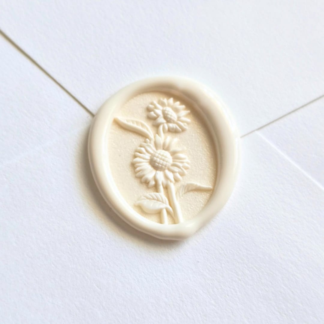 "Sunflower- Customizable Color- Set of 25 Hand-crafted Wax Seals" - Wax Seals in multicolor by Inkspiringletters
