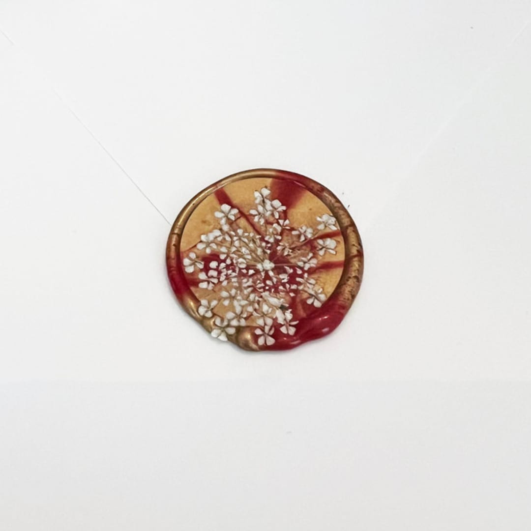 "Queen Anne's Lace Wax Seal in Red Gold Marble | Pack of 10" - Wax Seals in red by Caitlin Home