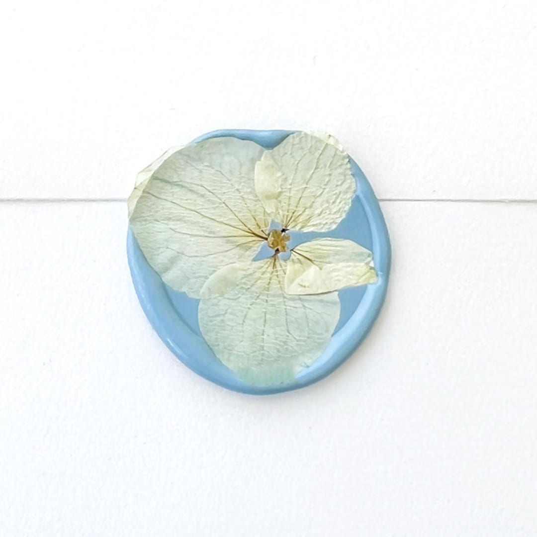 "White Hydrangea Wax Seal in Dusty Blue | Pack of 10" - Wax Seals in blue by Caitlin Home