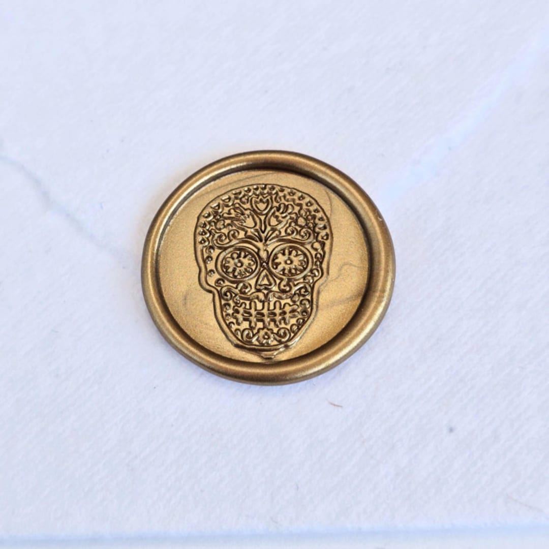 "Sugar Skull- Customizable Color- Set of 25 Hand-crafted Wax Seals" - Wax Seals in multicolor by Inkspiringletters