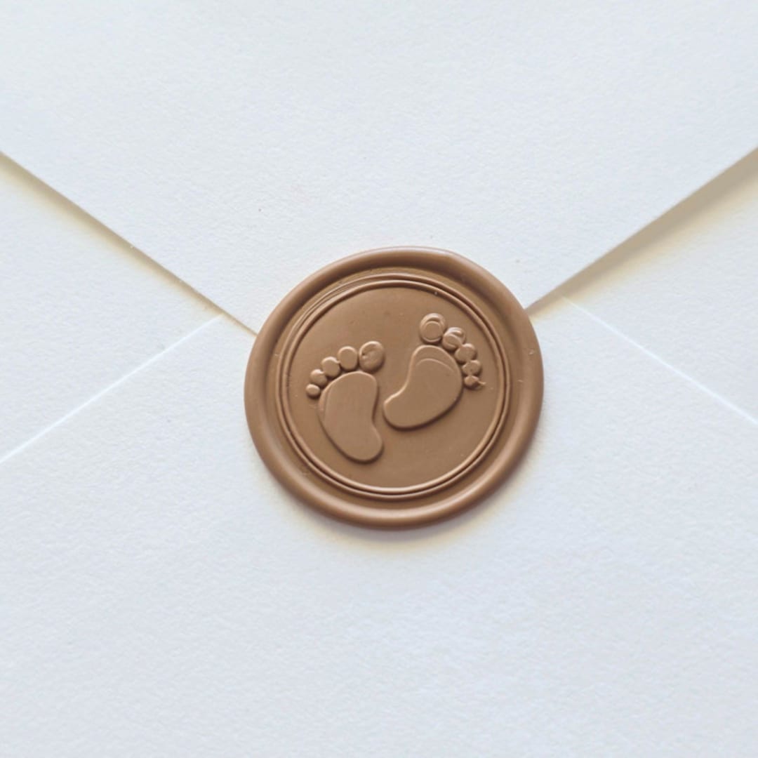 "Baby Feet- Mocha -  Hand-crafted Wax Seals- Set of 25" - Wax Seals in brown by Inkspiringletters