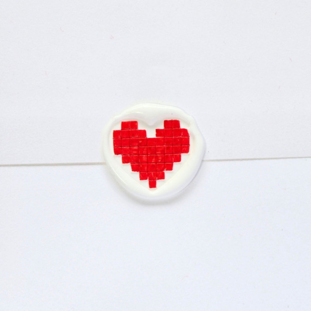 "Pixelated Heart- Hand-painted Red- Customizable Color- Set of 25 Hand-crafted Wax Seals" - Wax Seals in multicolor by Inkspiringletters