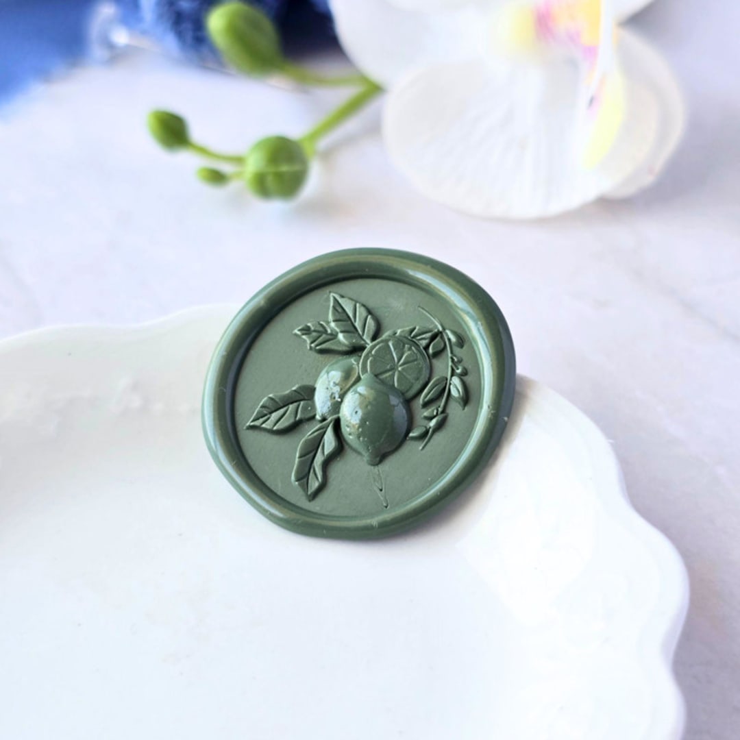 "Citrus Tree- Customizable Color- Set of 25 Hand-crafted Wax Seals" - Wax Seals in multicolor by Inkspiringletters