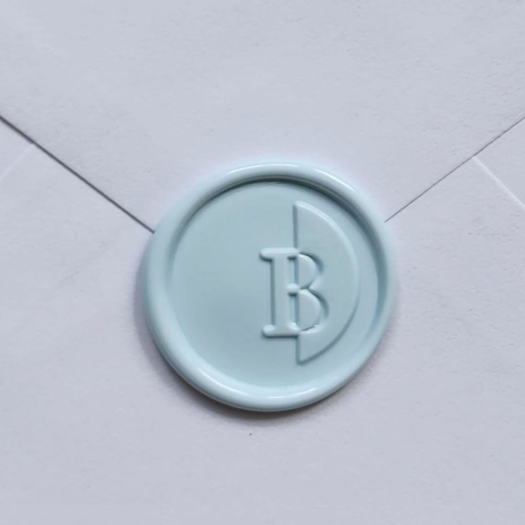 Customizable Color "B" Monogrammed Self-adhesive Wax Seals, Set of 5